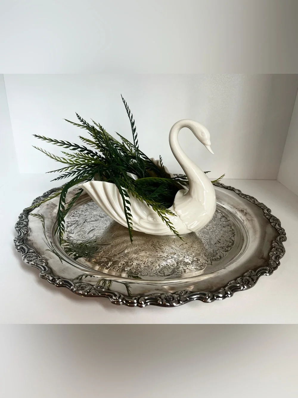 Vintage Oneida Silverplate Tray | Ornate Floral Border